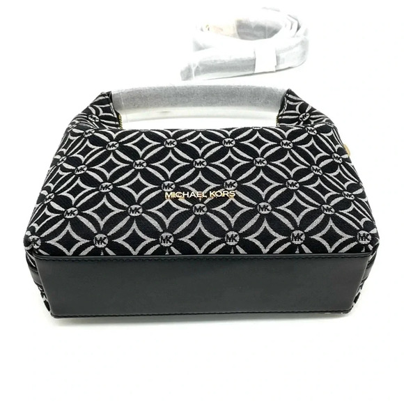 Michael Kors Ember Small Logo Jacquard Messenger Bag Black - Picture 6 of 11